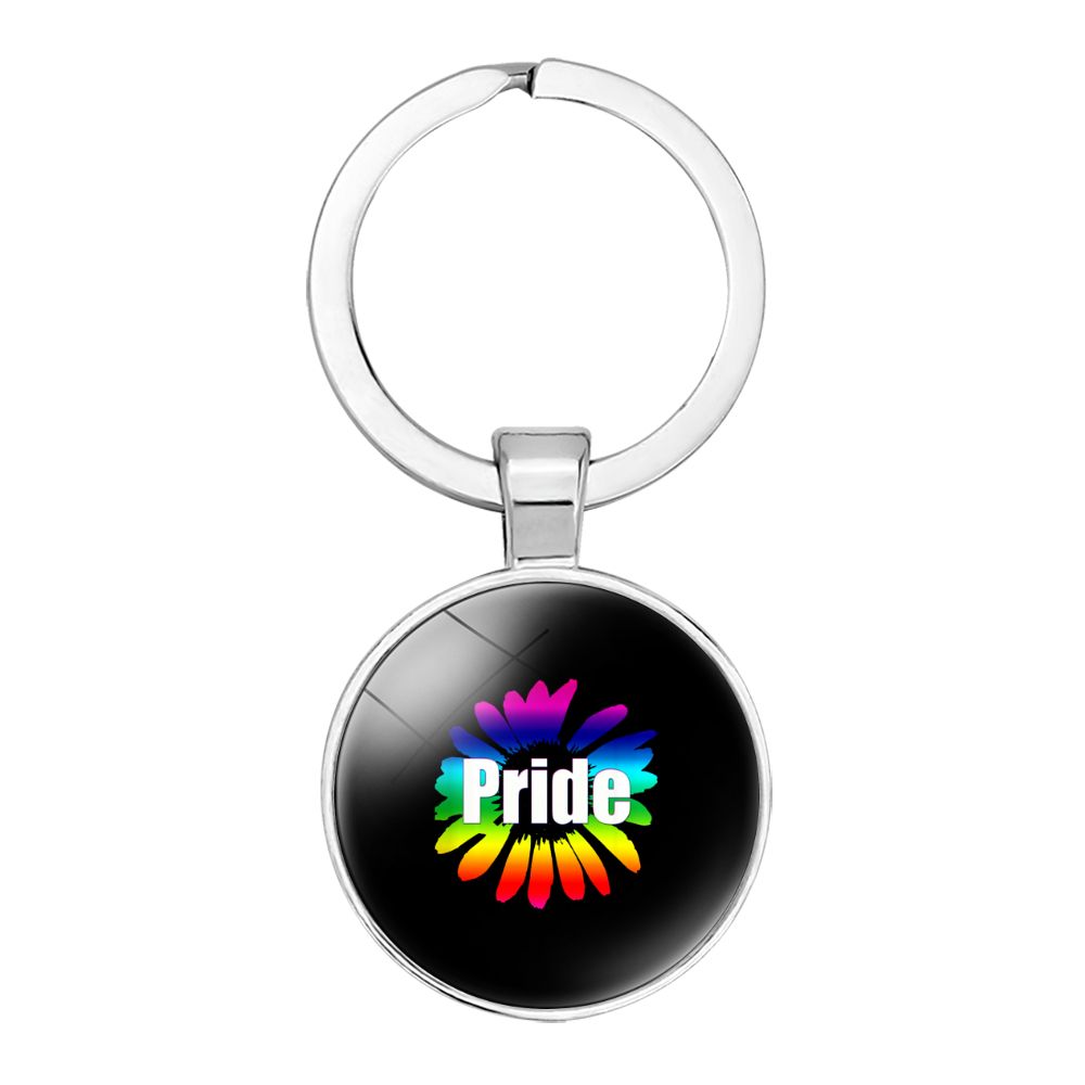 Gay Pride Flower Keyring