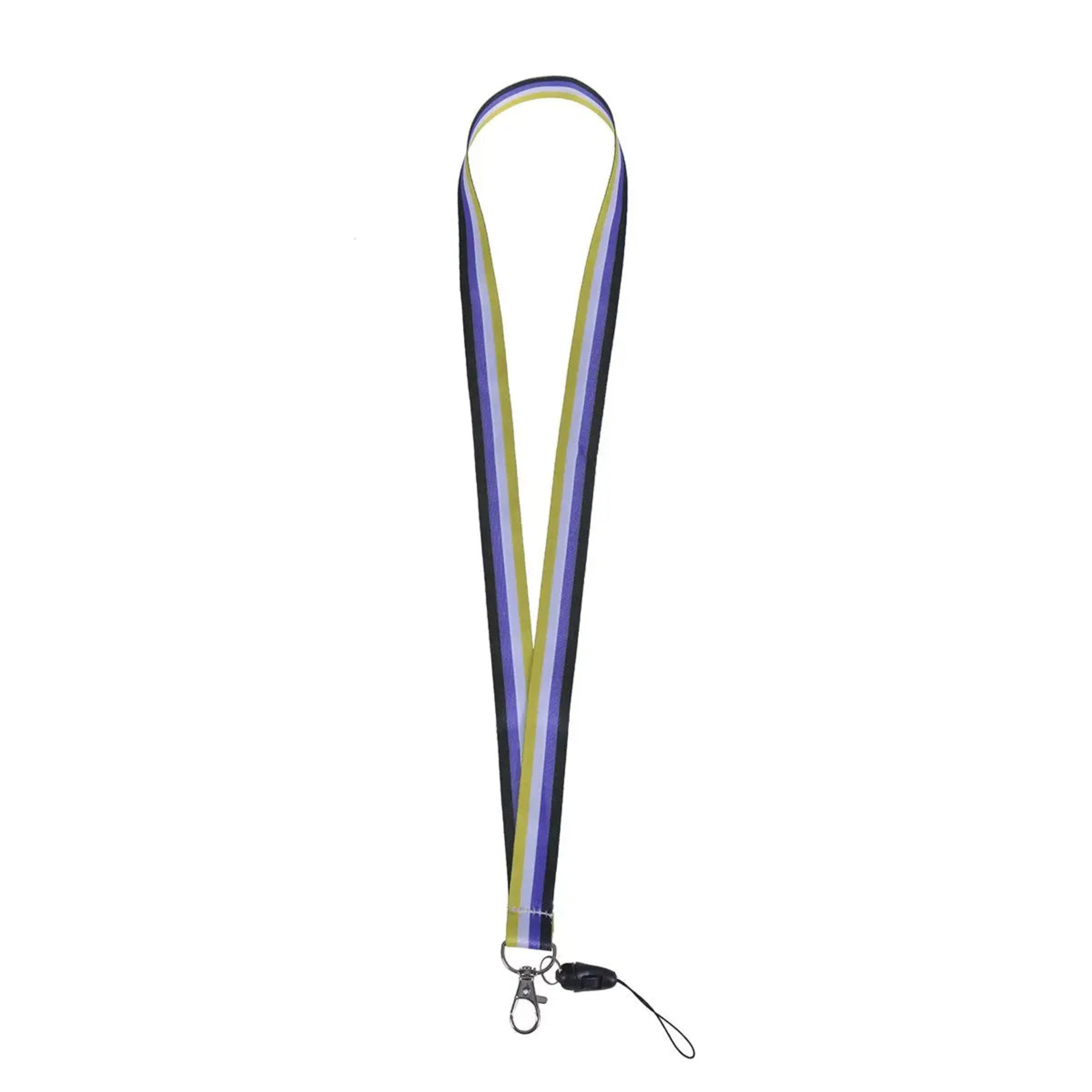 Nonbinary colours lanyard with whistle