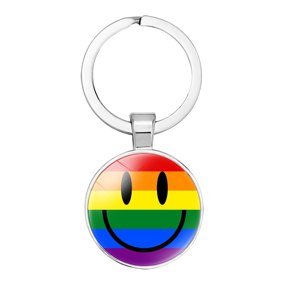 Smiley Face Gay Pride Keyring