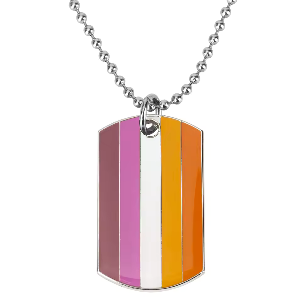 Lesbian Pride Dog Tag Necklace