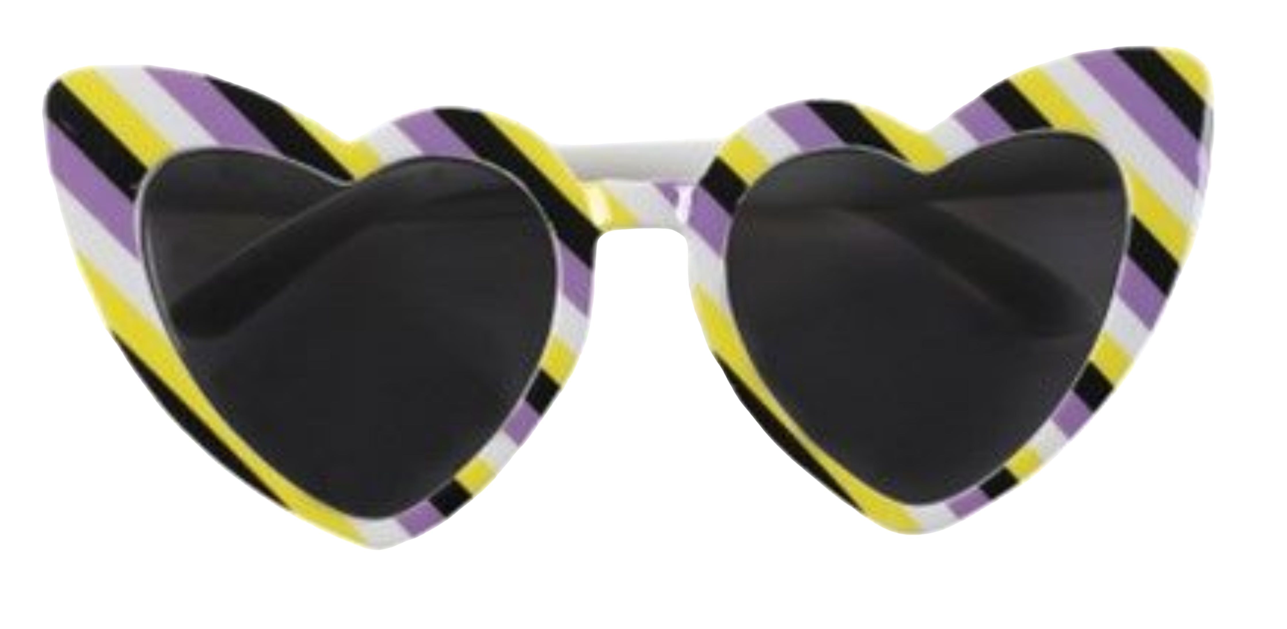 Non-Binary Pride Heart Shaped Sunglasses