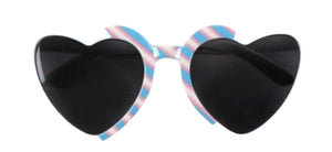 Transgender pride heart shaped sunglasses