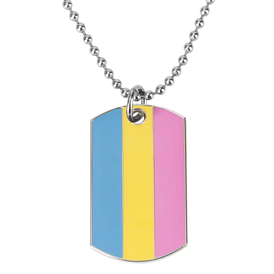 Pansexual Pride Dog Tag Necklace