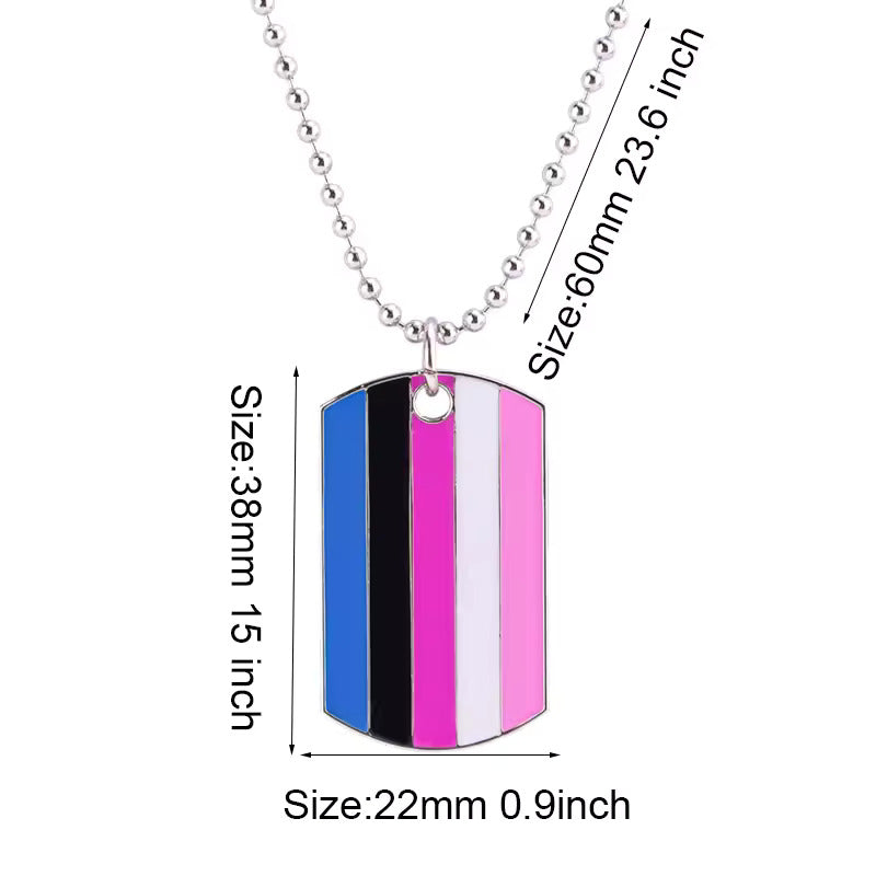 Genderfluid Pride Dog Tag Necklace